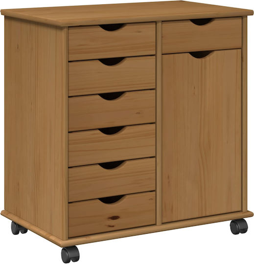 Sideboard Cabinet Made of Solid Wood with Drawers Brown 63.5x39x65.5cm