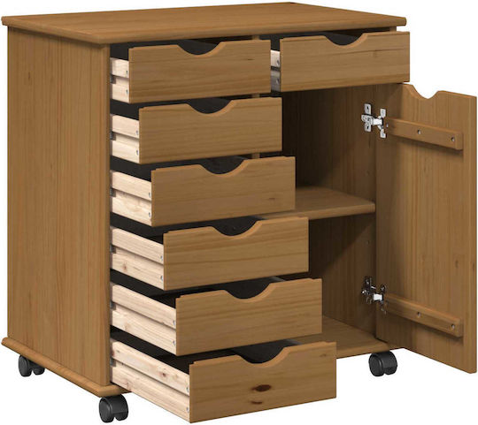 Sideboard Cabinet Made of Solid Wood with Drawers Brown 63.5x39x65.5cm