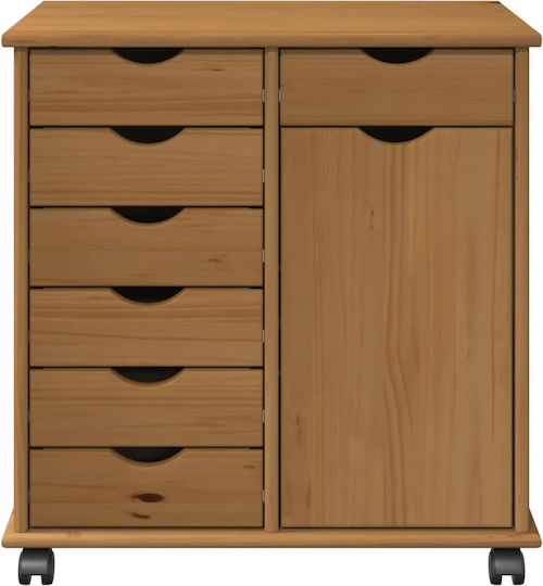 Sideboard Cabinet Made of Solid Wood with Drawers Brown 63.5x39x65.5cm