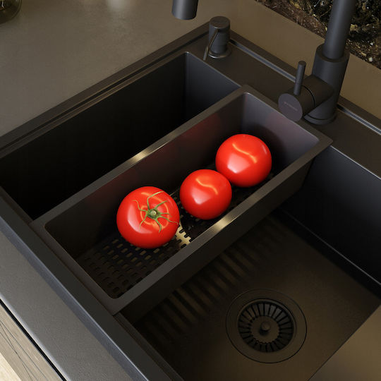 Pyramis Undermount Kitchen Sink from Liquid Granite with Faucet M79xW50cm Black Pyramis Undermount Kitchen Sink from Liquid Granite with Faucet M79xW50cm Black