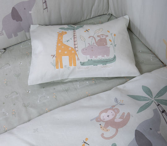 Nef-Nef Homeware Set Baby Sheets Crib Cotton Savana Green 120x170cm 3pcs