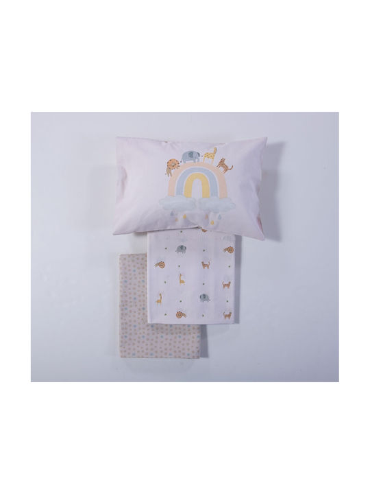 Nef-Nef Homeware Elektrisches Gitarren Baby Bettlaken Für Krippe Baumwolle Jungle In Motion Ecru 120x170cm