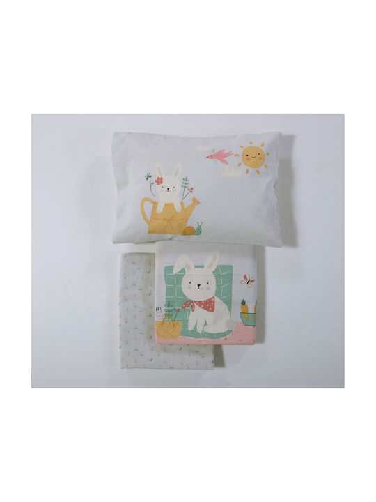 Nef-Nef Homeware Set Baby Sheets Crib Cotton Pic Nic Together Turquoise 120x170cm