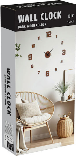 Wall Clock Sticker Metallic Brown Ø16cm