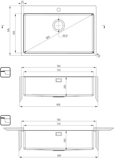 Deante ZPO_010C Υποκαθήμενος Inox Brushed Μ76xΠ50cm Γκρι Deante ZPO_010C Υποκαθήμενος Inox Brushed Μ76xΠ50cm Γκρι