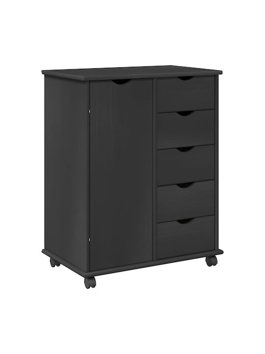 Kommode Schlafzimmer aus Massivholz mit 5 Schubladen Graues 63.5x39x79cm