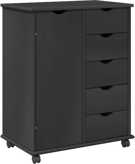 Bedroom Chest of Drawers Made of Solid Wood with 5 Drawers Gray 63.5x39x79cm