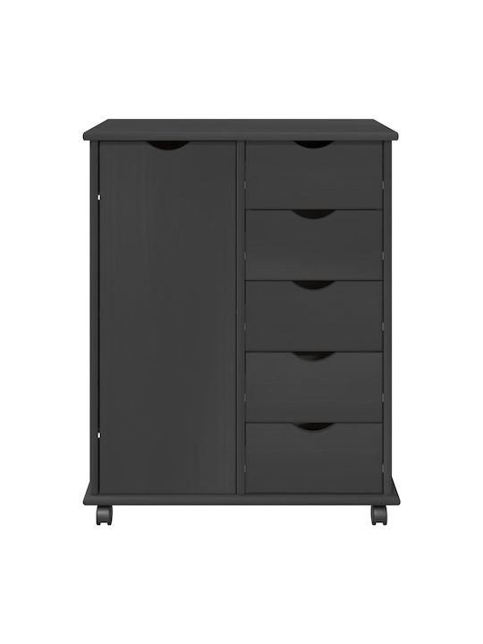 Kommode Schlafzimmer aus Massivholz mit 5 Schubladen Graues 63.5x39x79cm