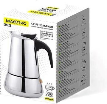 Maestro Μπρίκι Espresso 6cups Inox Μαύρο