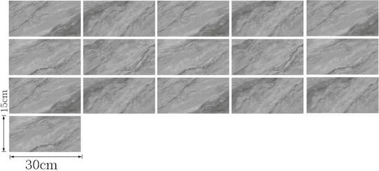 Set 16 Self-adhesive Tiles Marble Pattern Tile Imitation Sticker Waterproof 30x15 Cm Gray
