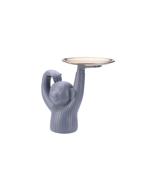 Techkidz Interior Decoration Crazy Monkey Model In Resin A Tray In His Hand Grey