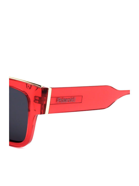 Polaroid Unisex Sunglasses with Red Plastic Frame and Gray Lens PLD6198/S XMC/C9