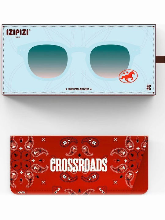 Izipizi Unisex Sunglasses with Blue Frame and Blue Gradient Polarized Mirror Lens