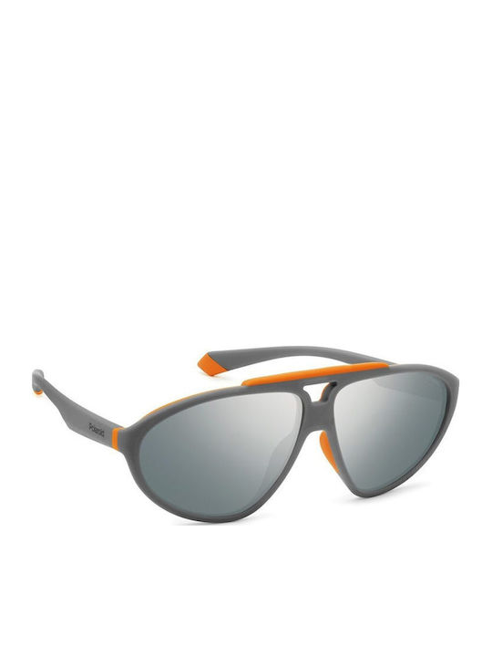 Polaroid Men's Sunglasses with Black Plastic Frame and Silver Polarized Mirror Lens PLD2151/S RIW/EX