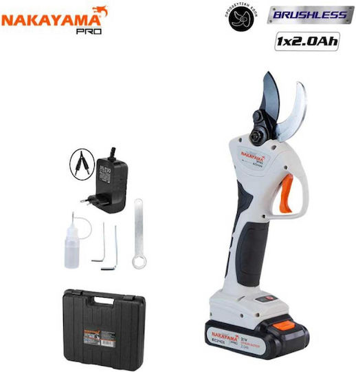 Nakayama EC1400 Pruning Shears Battery Brushless 21V 1x2Ah with Maximum Cutting Diameter 40mm in Carrying Case