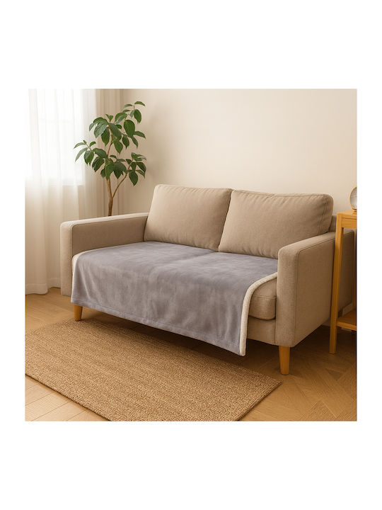 Κουβέρτα Γούνινη Μονή 150x200εκ. Light Gray/white