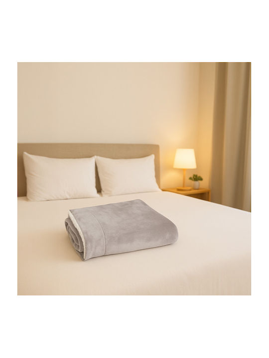Κουβέρτα Γούνινη Μονή 150x200εκ. Light Gray/white