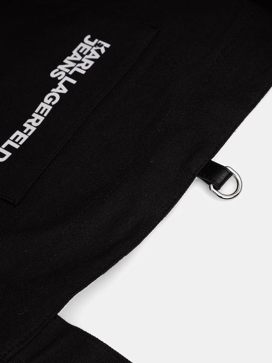 White / Black Fabric Women's Shopper Bag