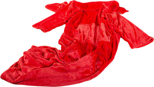 Pelzige Decke mit Ärmeln 140x200cm Rot
