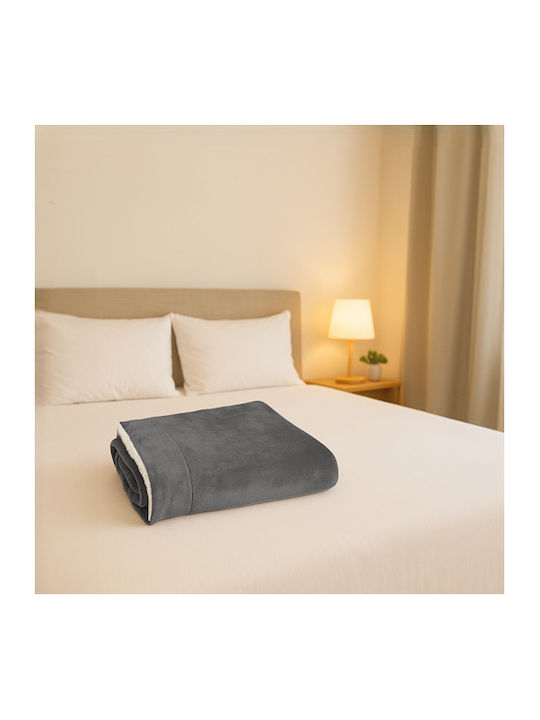 Κουβέρτα Γούνινη Μονή 150x200εκ. Dark Gray