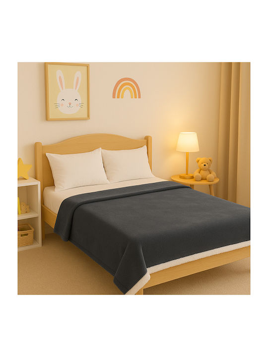 Κουβέρτα Γούνινη Μονή 150x200εκ. Dark Gray
