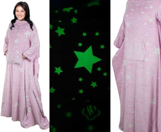 Furry Blanket with Sleeves 190x170cm Pink