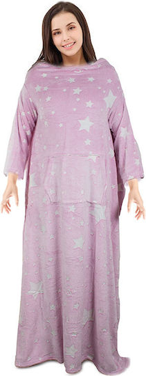 Furry Blanket with Sleeves 190x170cm Pink