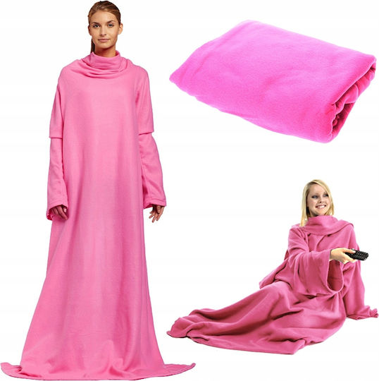 Κουβέρτα με Μανίκια 138x180εκ. Pink