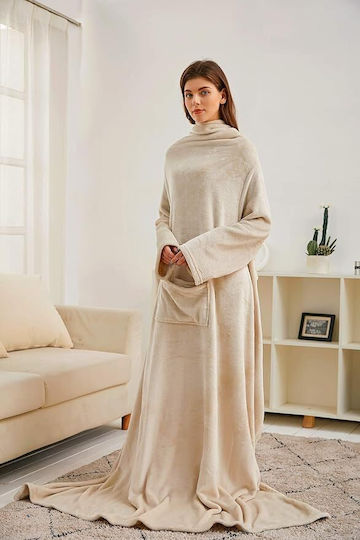 Blanket with Sleeves 140x200cm Cream