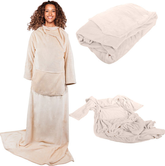 Blanket with Sleeves 140x200cm Cream