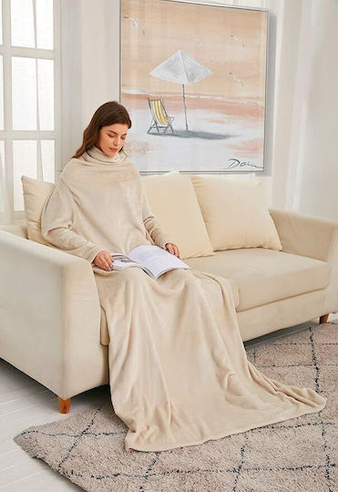 Blanket with Sleeves 140x200cm Cream