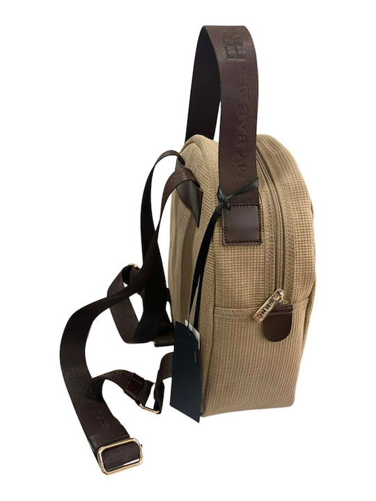 Gestrickte Damen Rucksack Tasche Beige