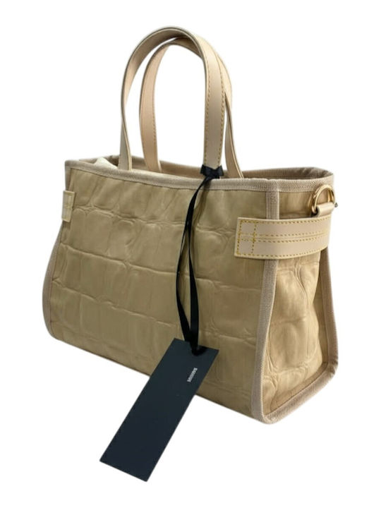 Damentasche Shopper Krokodilmuster Beige