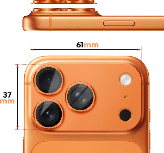 Avizar Camera Lens Protection Iphone 17 Pro Monoblock Aluminum Frame Orange