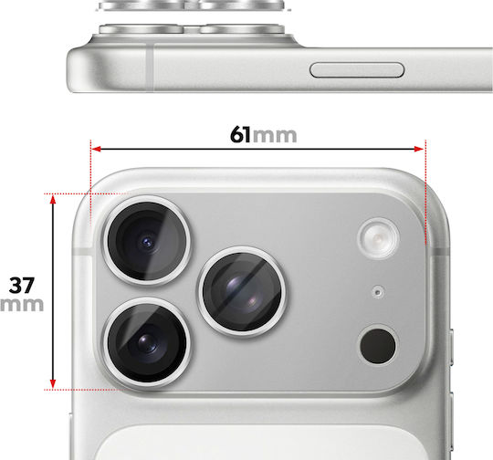 Protecție Lentilă Cameră Avizar Iphone 17 Pro Max Monobloc Cadru Aluminiu Argintiu