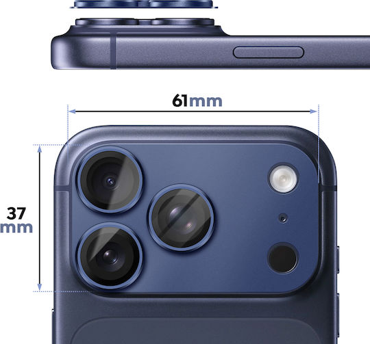 Avizar Camera Lens Protection Iphone 17 Pro Max Monoblock Aluminum Frame Blue
