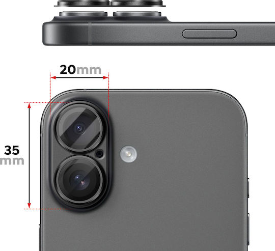 Avizar Camera Lens Protector Iphone 17 Aluminum Unibody Frame Black