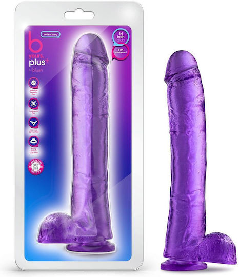 Blush Glass Dildo with Balls and Suction Cup Purple 36cm