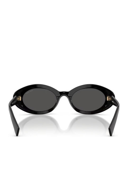 Miu Miu Unisex Sunglasses with Black Horn-Rimmed Frame and Black Lens