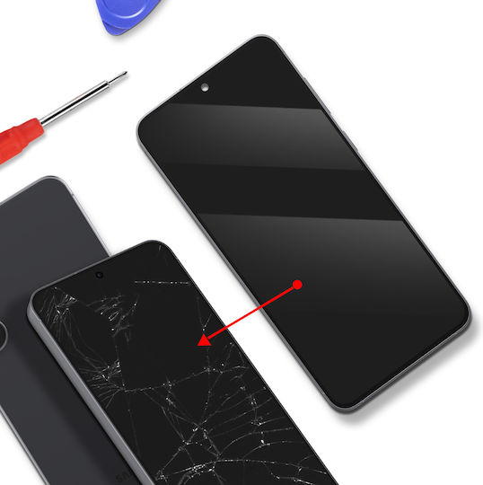 Clappio Vollständiger Bildschirm Kompatibel Galaxy S25 Fe LCD-Panel Rahmen Schwarz