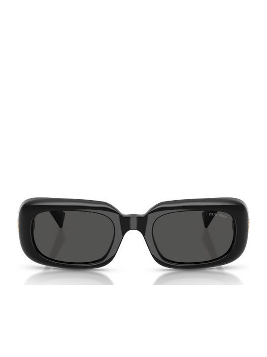 Miu Miu Unisex Sunglasses with Black Horn-Rimmed Frame and Black Lens