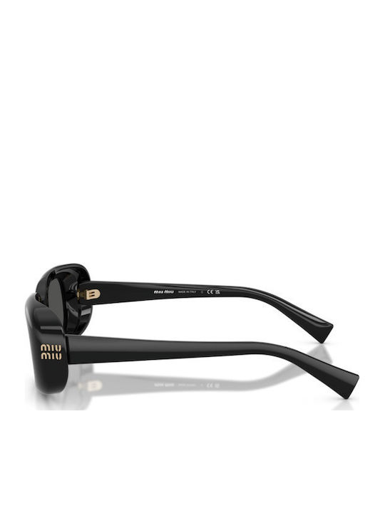 Miu Miu Unisex Sunglasses with Black Horn-Rimmed Frame and Black Lens