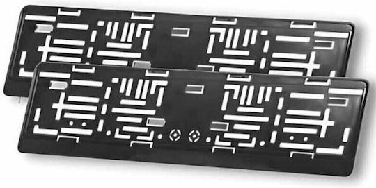 Set 2 Suporturi Flexibile din Plastic pentru Plăcuță de Înmatriculare Auto Negre 4 Capace Hexagonale din Aluminiu pentru Supapă Auto 1.8 Cm Negre