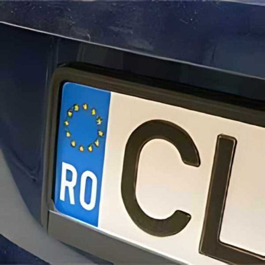 Set 2 Suporturi Flexibile din Plastic pentru Plăcuță de Înmatriculare Auto Negre 4 Capace Hexagonale din Aluminiu pentru Supapă Auto 1.8 Cm Negre