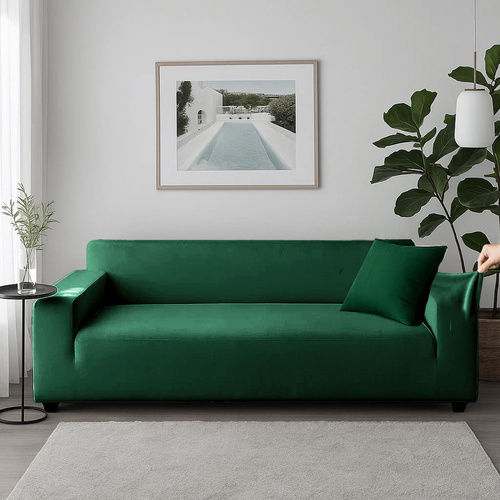Elastic Cover Three Seater Sofa Dark Green 230cm