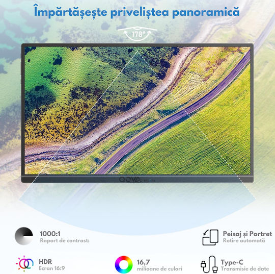 Qova Arzopa A1S IPS HDR Monitor Portabil 14" FHD 1920x1080 cu Timp de Răspuns 25ms GTG
