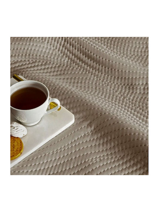 Tac Σετ Κουβερλί King Size από Πολυεστέρα Light Brown 250x260cm 3τμχ