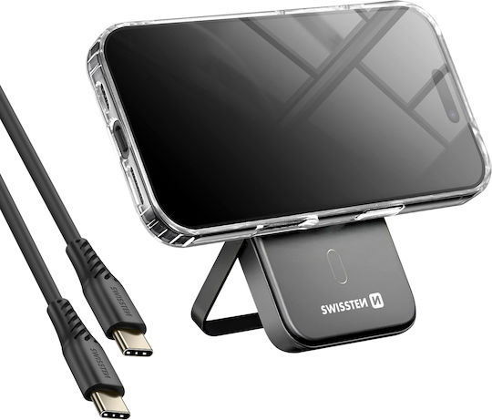 Swissten Калъф Bi-material За iPhone 16 Pro С Magsafe 5000 mAh Powerbank Прозрачен