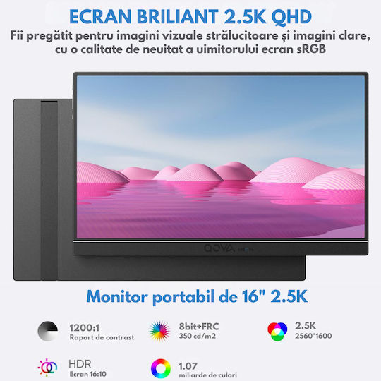 Qova Arzopa Z1RC IPS HDR Portable Monitor 16" QHD 2560x1600 Gray