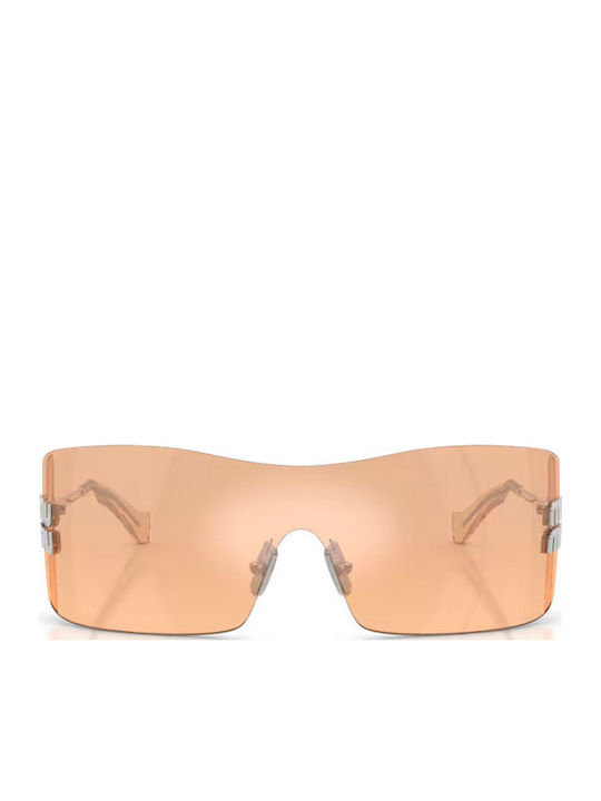 Miu Miu Women’s Sunglasses with Silver Metallic Frame and Orange Mirror Lens MU B53S 1BC80Y